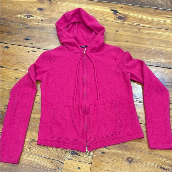 Magashoni Pink Hooded Cashmere Zip-Up Sweater Size Small - Picture 1 of 9